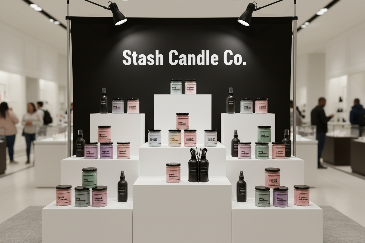 In-store pop-up booth with branded banner